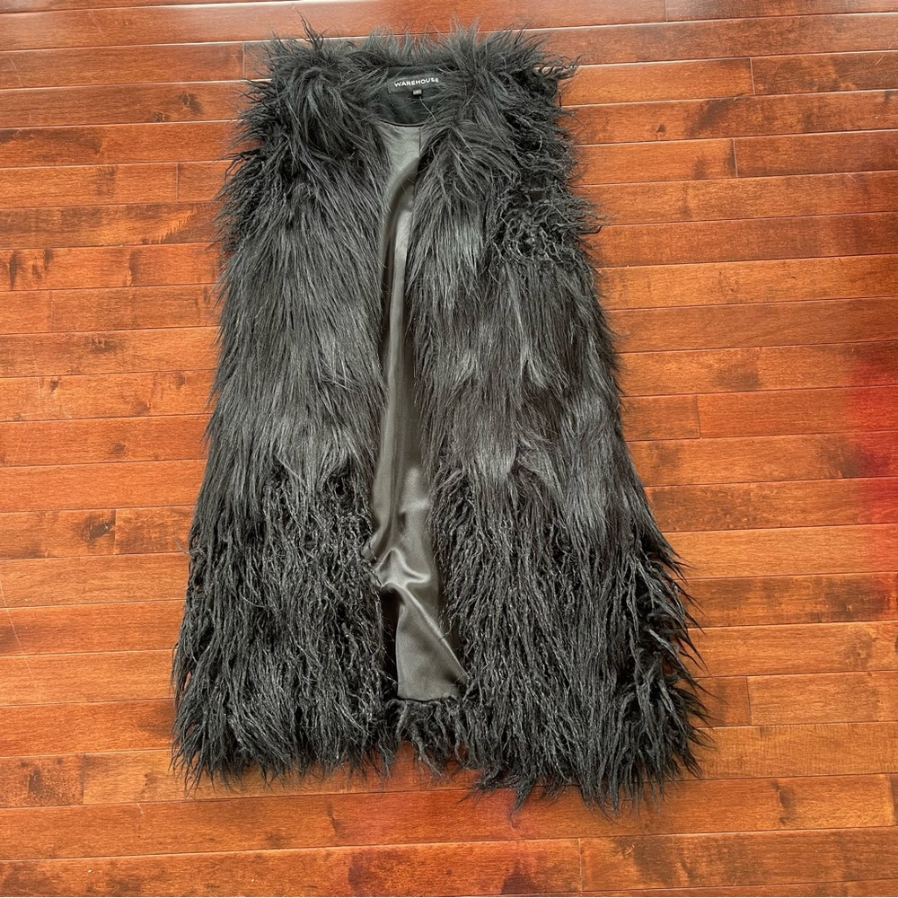 Warehouse Charcoal Faux Fur Vest